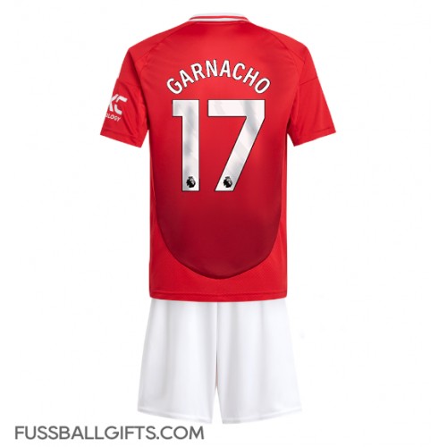 Manchester United Alejandro Garnacho #17 Fußballbekleidung Heimtrikot Kinder 2024-25 Kurzarm (+ kurze hosen)